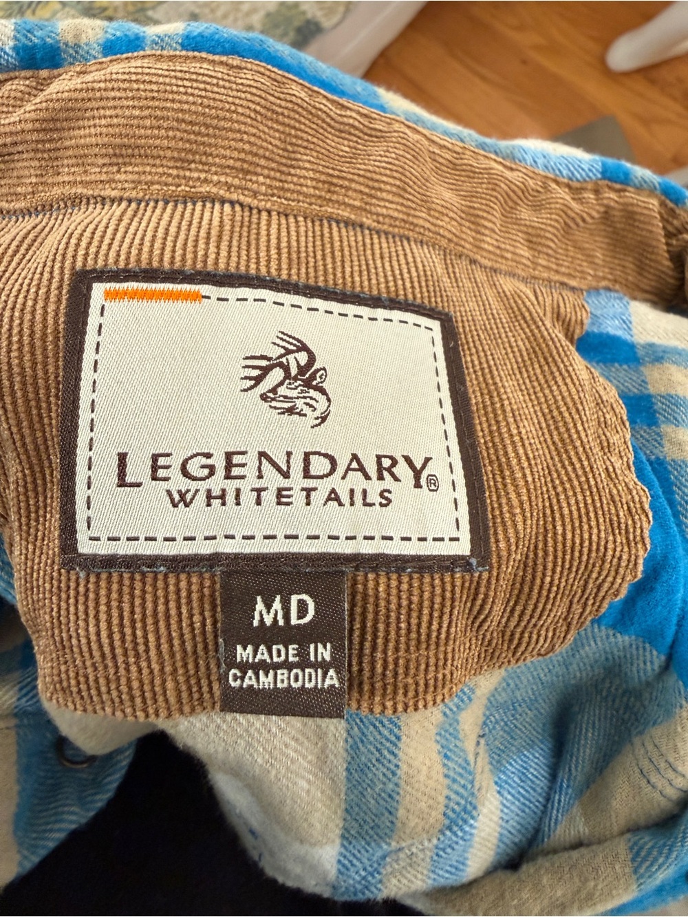 🦌 Legendary Whitetails Plaid Flannel Shirt Men’s Medium Blue Tan Western - Picture 9 of 10